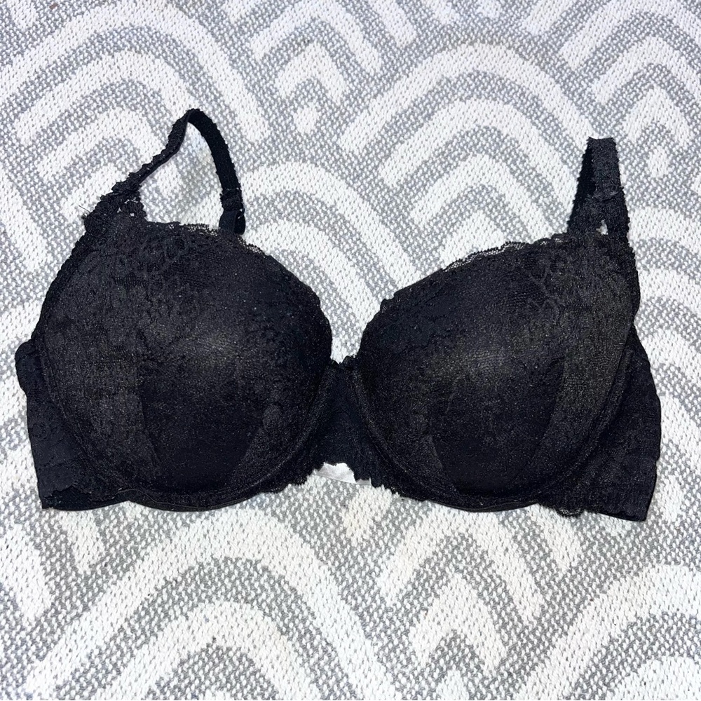 PINK VICTORIA’S SECRET Balconette Black Lace Push Up Bra 36D